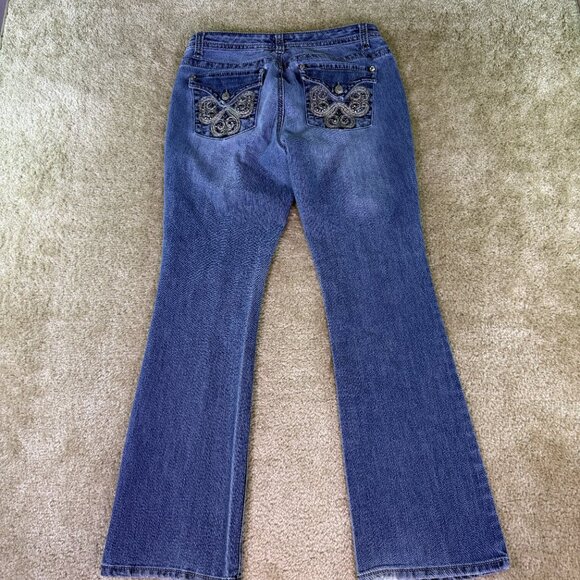Nine West Women's Bootcut Blue Jeans Size 6/28 Flap Pockets Mid Rise 32x31 E631 - Picture 7 of 13
